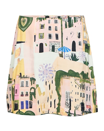OBJECT High Waisted Printed Short Skirt