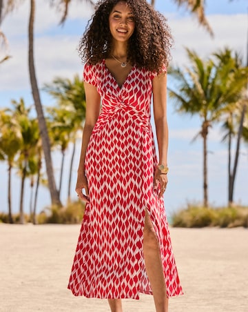 Sosandar Print Twist Front Maxi Dress