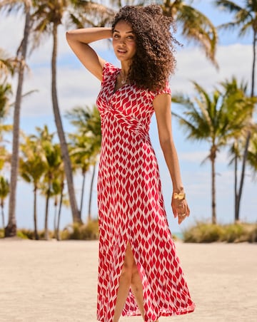 Sosandar Print Twist Front Maxi Dress