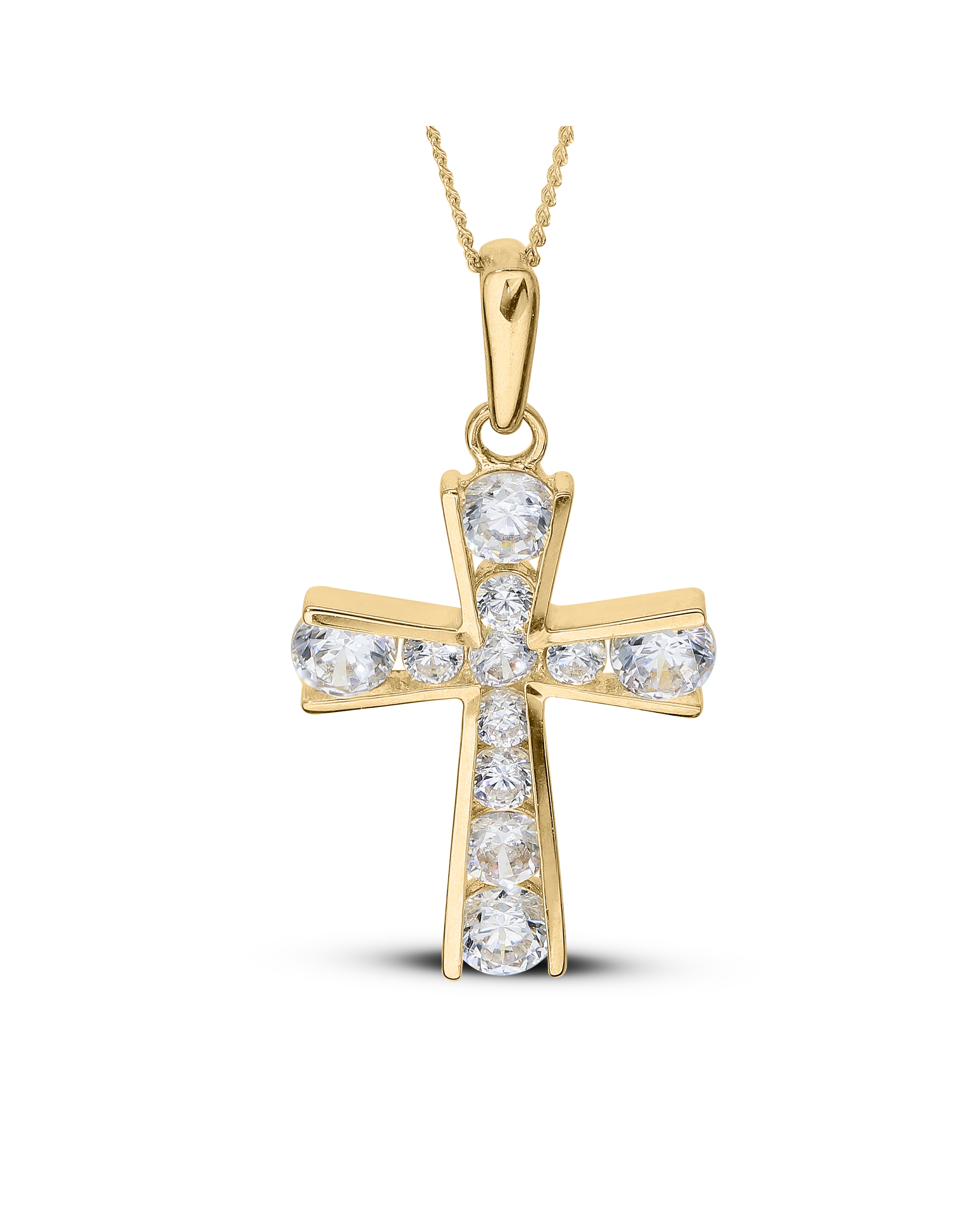 9ct Gold CZ Cross Pendant