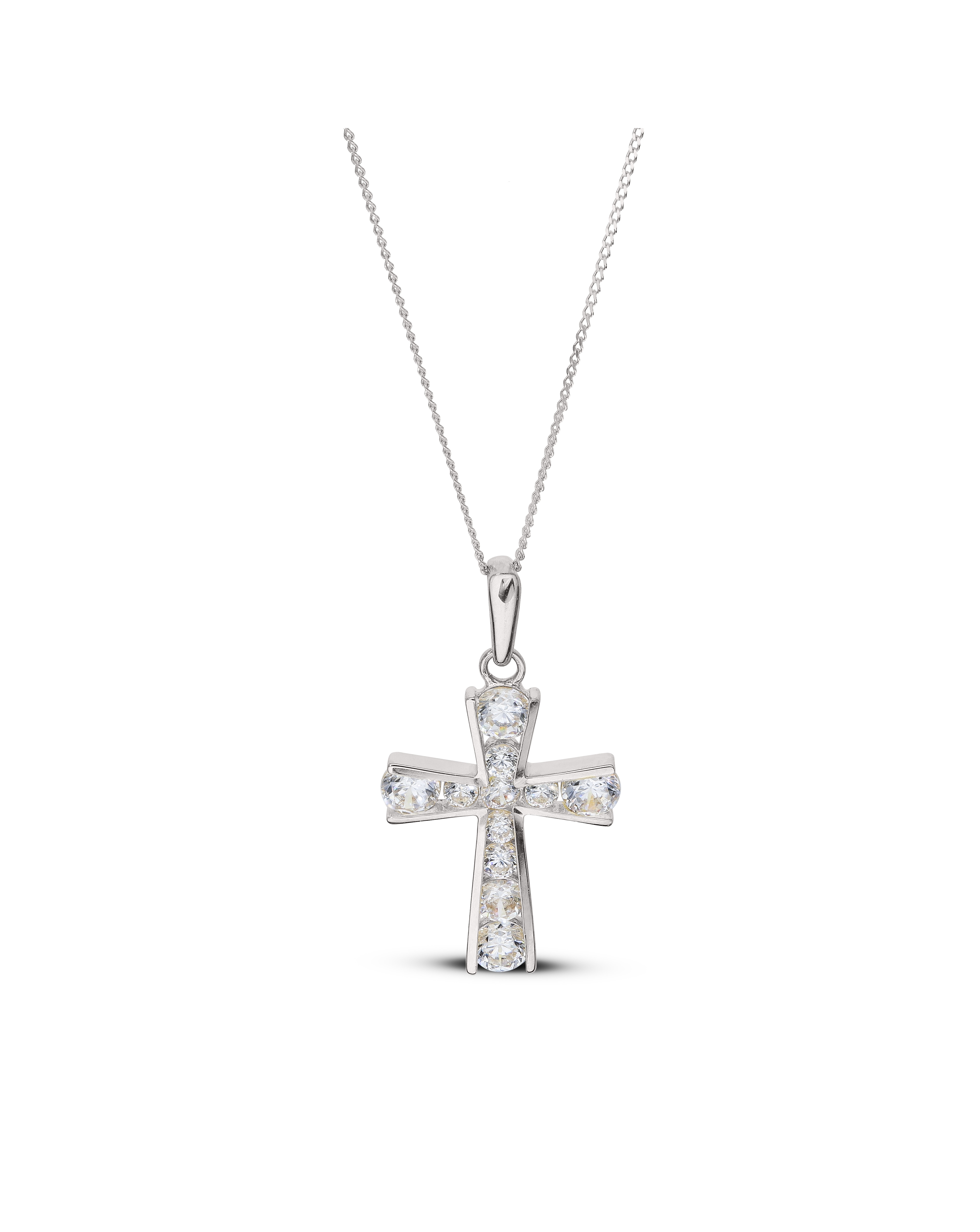 9WG CZ Cross Pendant