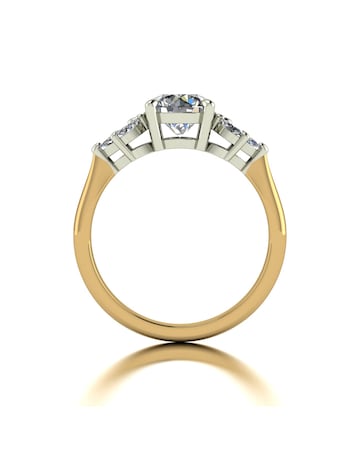 9ct Gold 1.60ct total eq Moissanite Solitaire ring with marquise sides