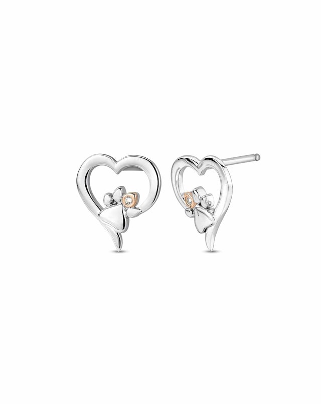 Paw Print Heart Studs