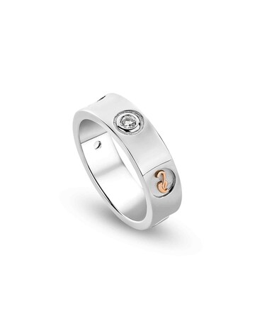 Clogau Insignia Sterling Silver Band Ring with Topaz