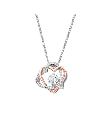 Forever Yours Sterling Silver Heart Pendant with Topaz