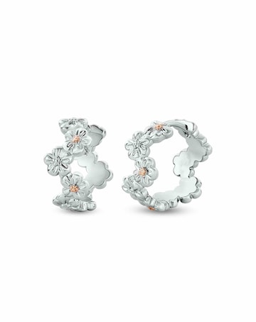 Clogau Nature's Wonder Sterling Silver Forget-Me-Not Huggie Hoops