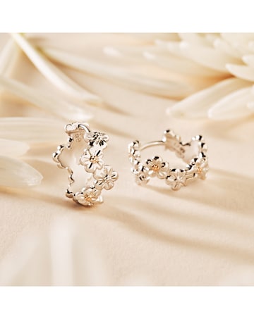 Clogau Nature's Wonder Sterling Silver Forget-Me-Not Huggie Hoops