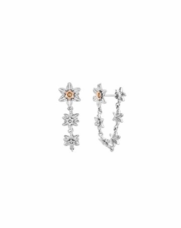 Clogau Nature's Wonder Sterling Silver Daffodil Drop-Hoop Earrings