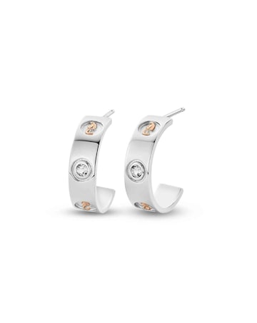 Clogau Insignia Sterling Silver Half-Hoop Earrings with Topaz