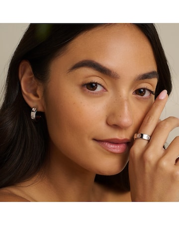 Clogau Insignia Sterling Silver Half-Hoop Earrings with Topaz