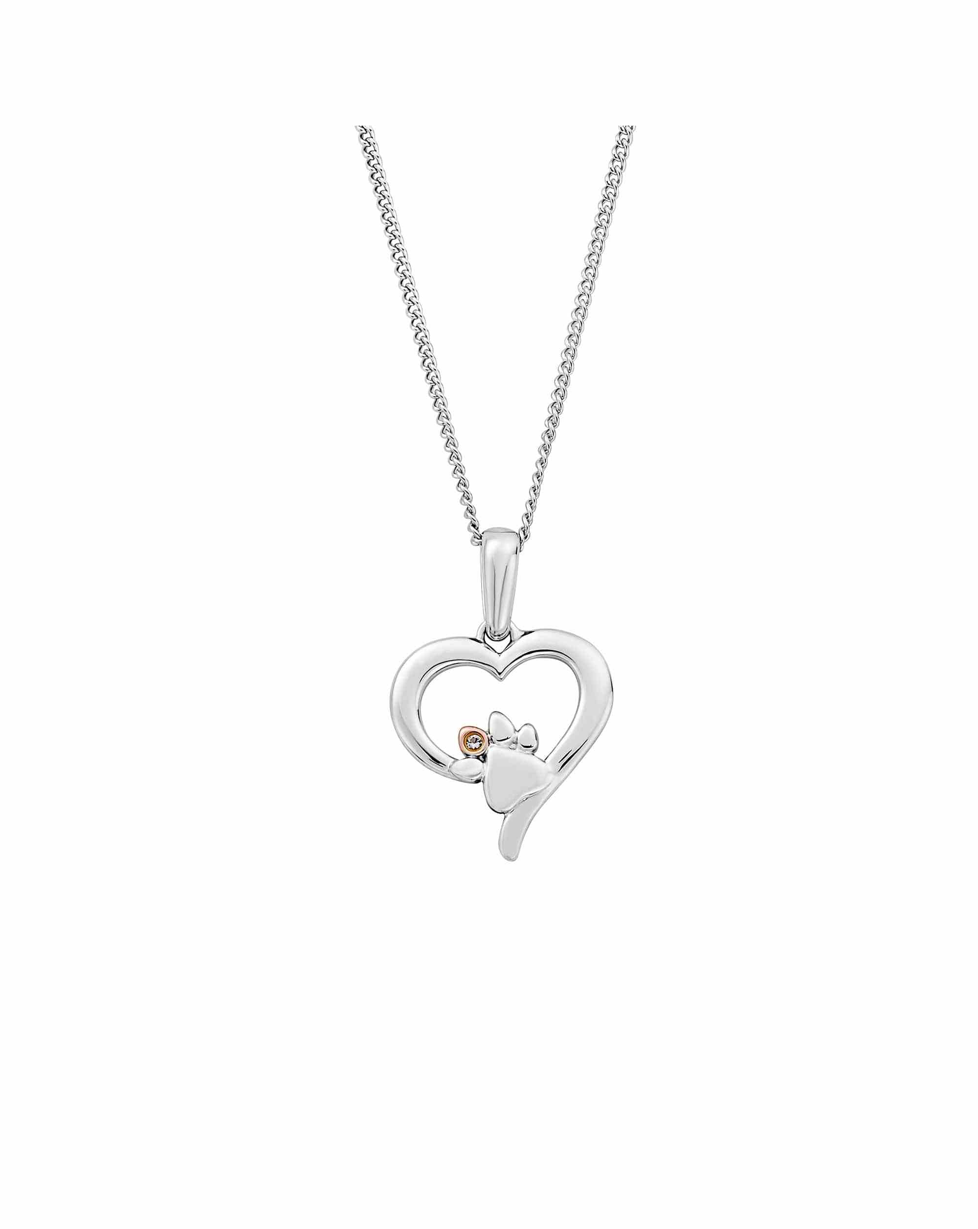 Paw Print Heart Pendant