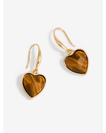Jon Richard Tigers Eye Heart Drop Earrings