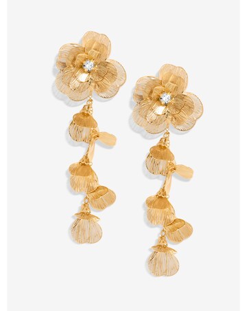 Mood Gold Crystal Laser Cut Statement Flower Drop Earrings