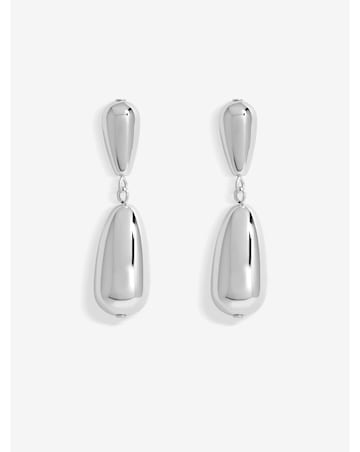 Mood Silver Polished Dome Drop Earrings