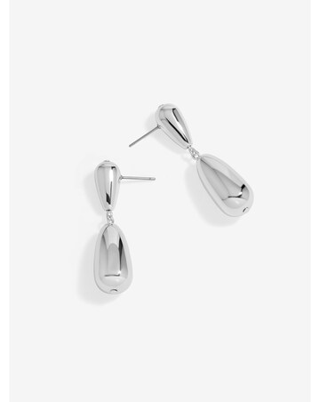 Mood Silver Polished Dome Drop Earrings