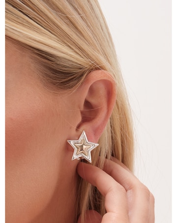 Mood Two Tone Star Clip On Earrings
