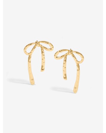 Mood Gold Hammered Polished Bow Earrings