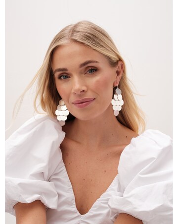 Mood Silver Matte Disc Tier Chandelier Earrings