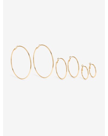 Mood Gold Polished Large Hoop Earrings - Pack Of 3