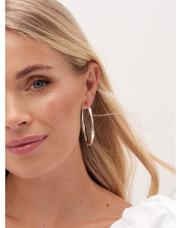 Mood Silver Polished Twist Large Hoop Earrings