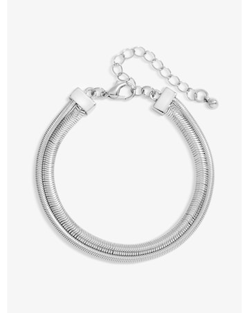 Jon Richard Silver Plated Double Row Snake Chain Bracelet