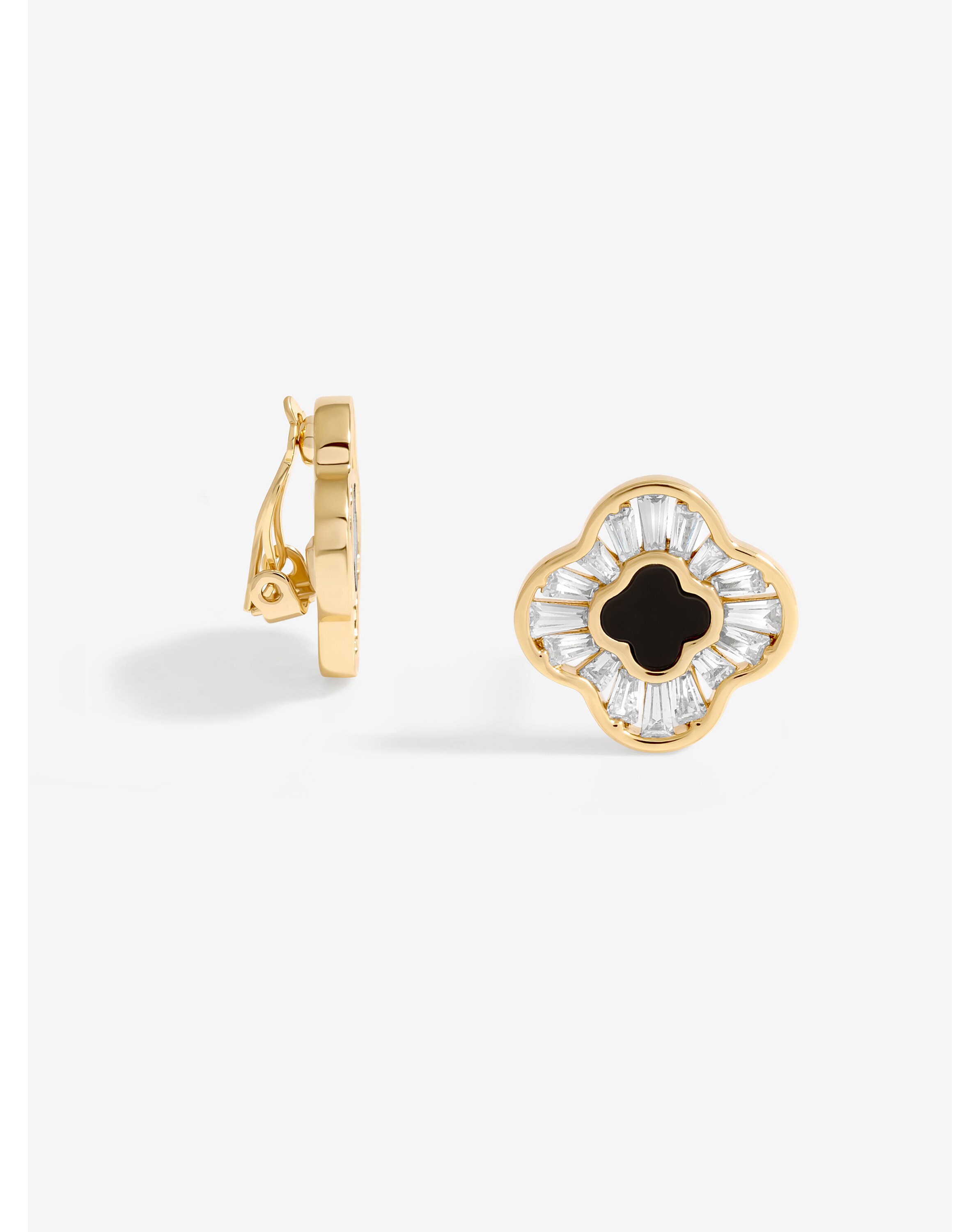 Jon Richard Gold CZ Jet Clip Earrings