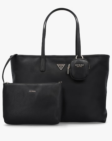 Guess Large Power Play 2 Black Logo Tech Tote Bag