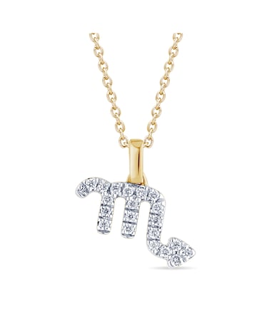 9ct Gold Diamond Scorpio Pendant on 18 inch chain
