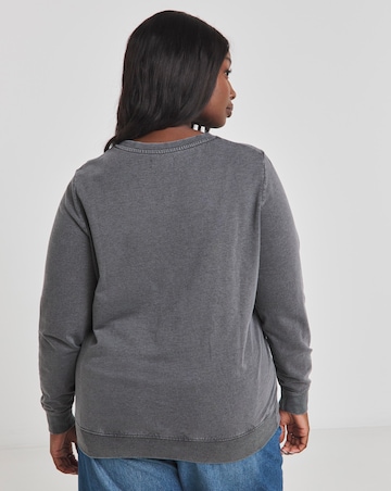 Acid Wash Rock and Roll Slogan Sweatshirt