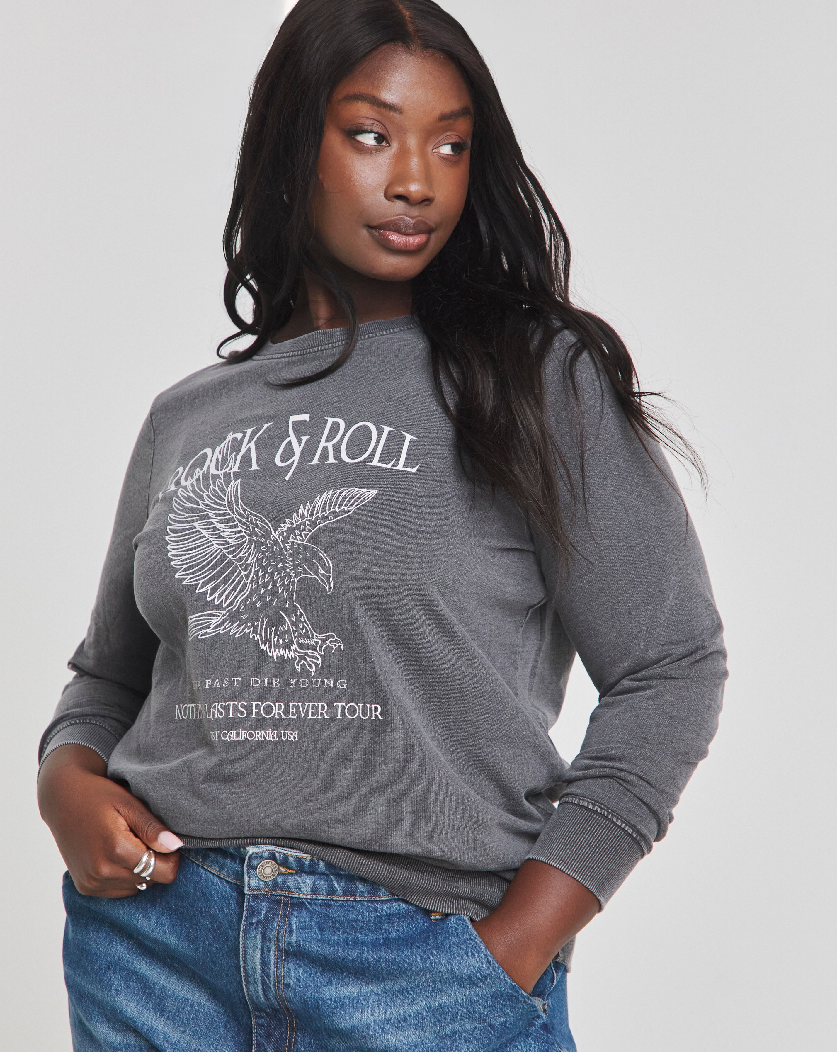 Acid Wash Slogan Sweatshirt