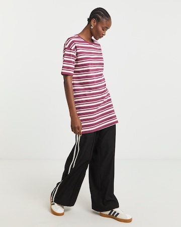 Pink & Burgundy Stripe Longline Oversized Tee
