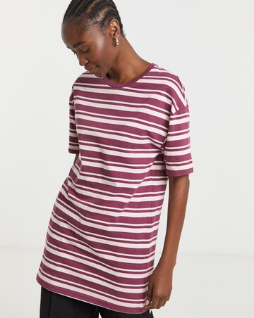 Pink & Burgundy Stripe Longline Oversized Tee