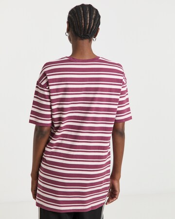 Pink & Burgundy Stripe Longline Oversized Tee