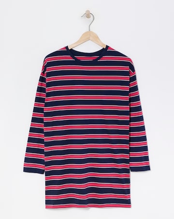 Stripe Long Sleeve Longline Oversized Tee