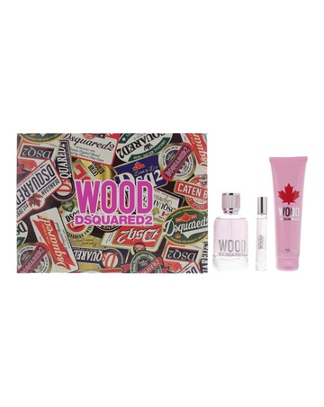 Dsquared2 Wood Eau De Toilette Travel Spray  Shower Gel Gift Set For Her