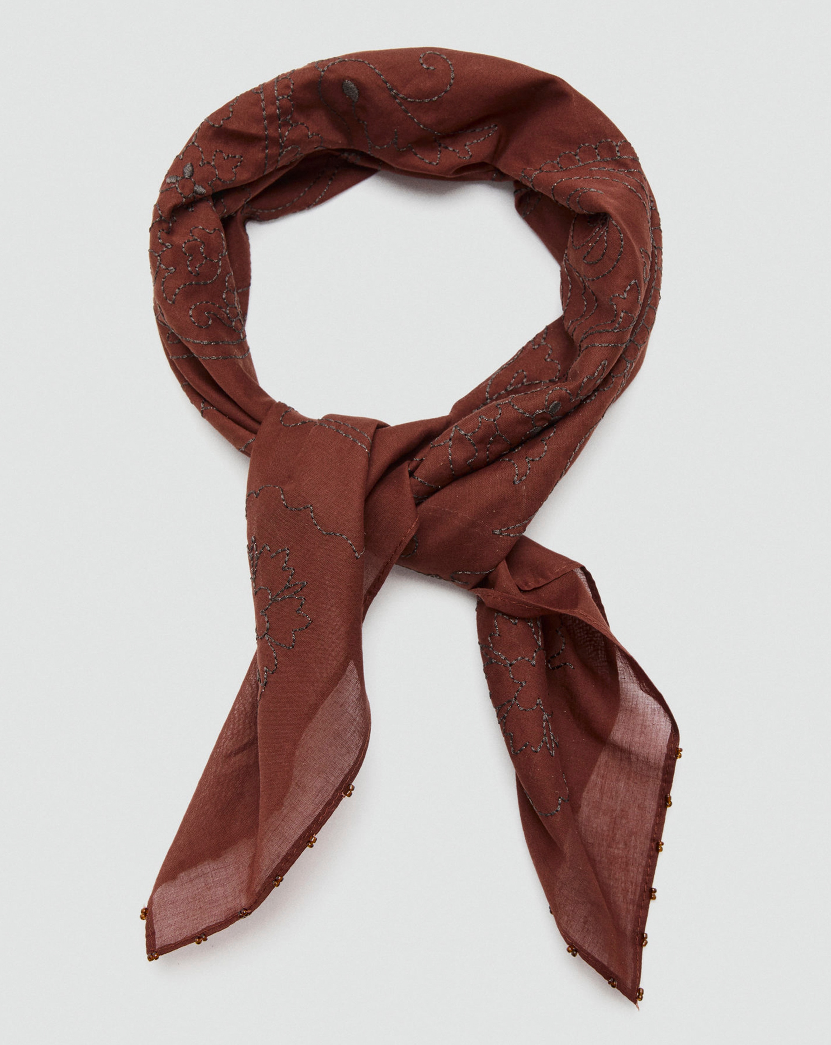 New In - Mango Floral Embroidered Scarf
