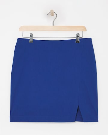 Cobalt Blue Super Stretch Split Mini Skirt