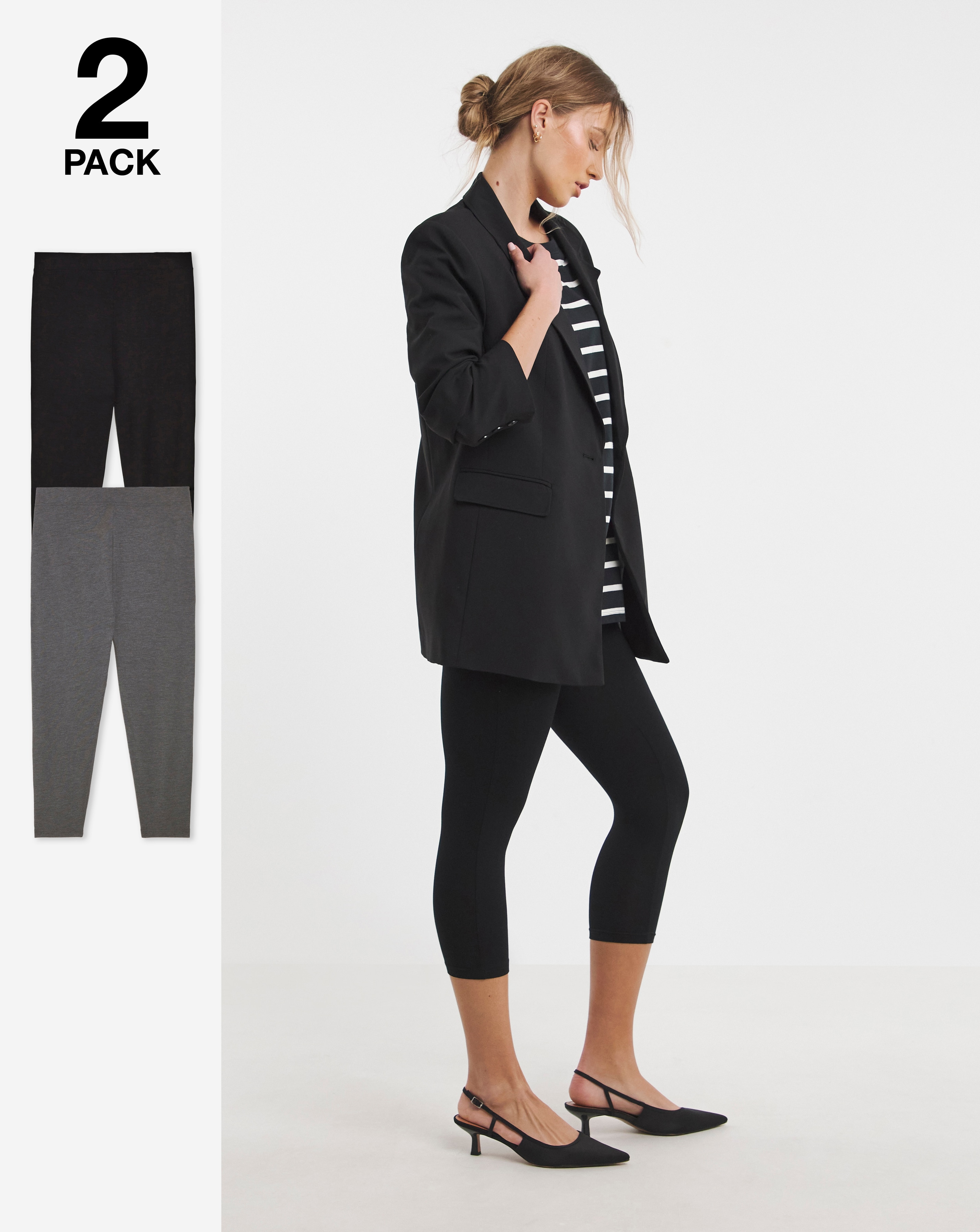Simply Be 2 Pack Cropped Jersey Legging