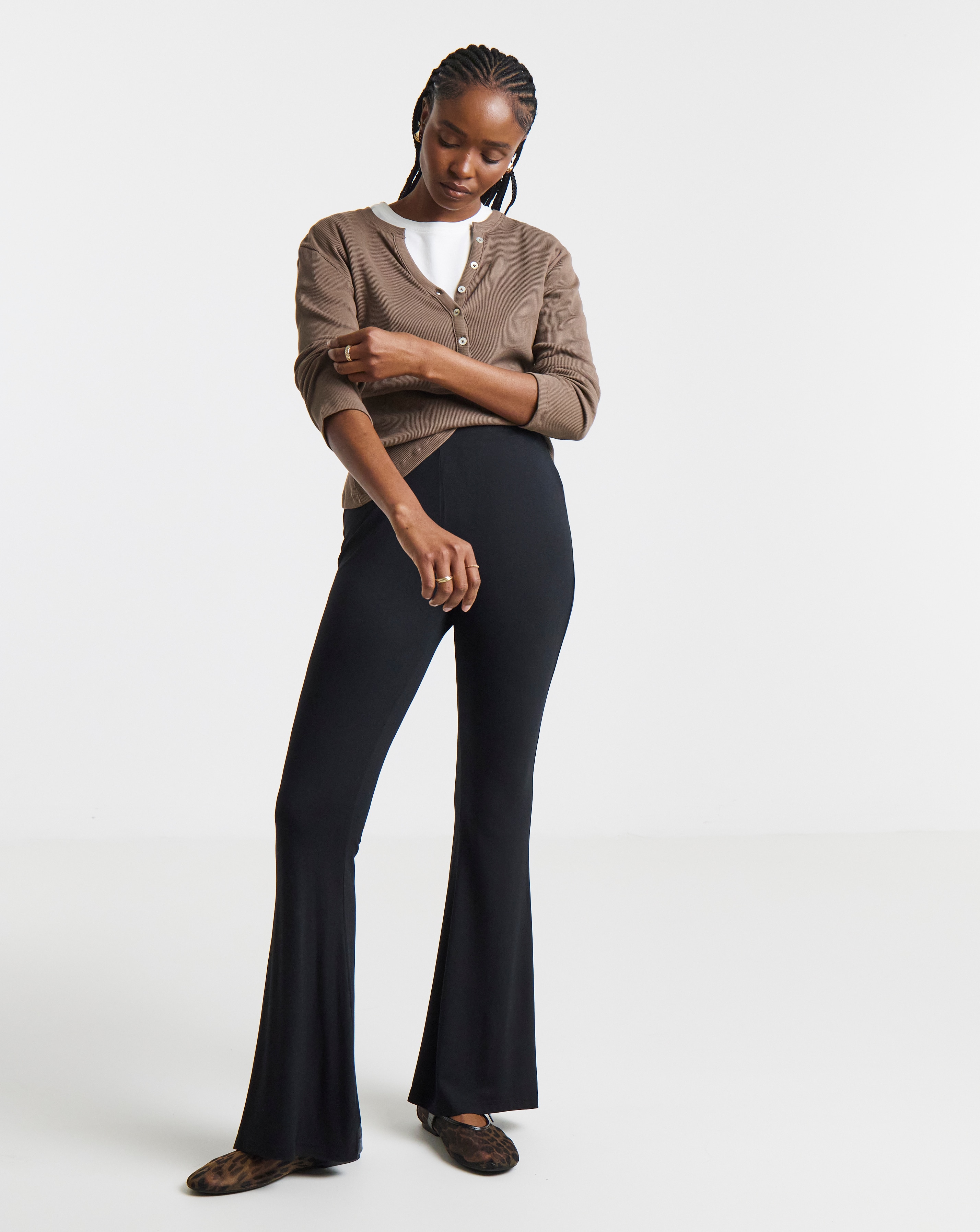 New In - Black Jersey Flared Trouser