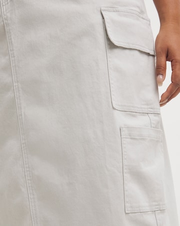 Light Grey Double Pocket Cargo Midi Skirt