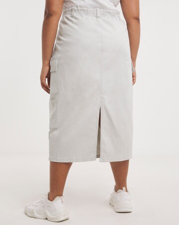 Light Grey Double Pocket Cargo Midi Skirt