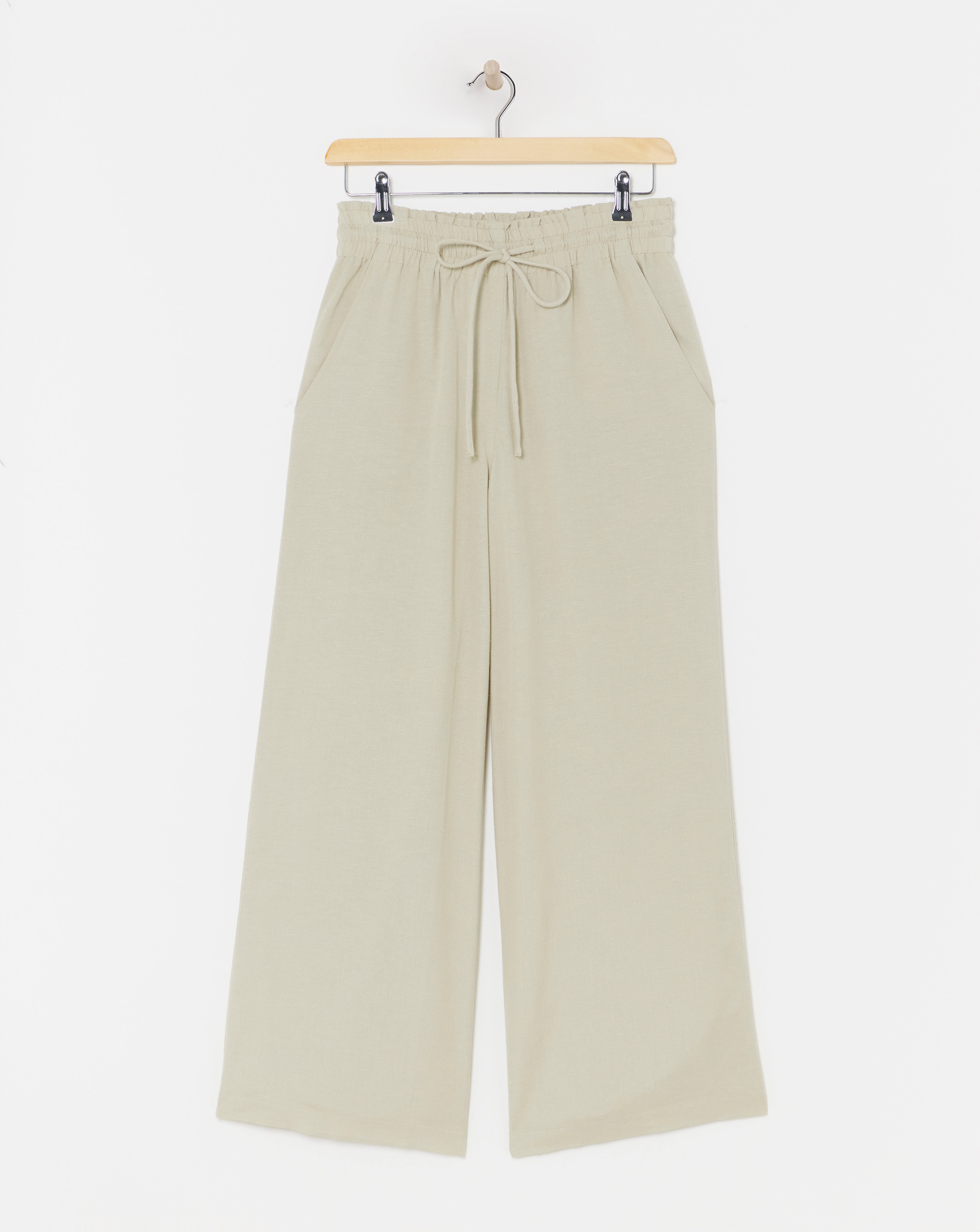 Stone Linen Wide Leg Trouser