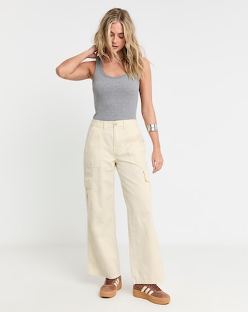 Simply Be Ecru Cargo Utility Wide Leg Trousers