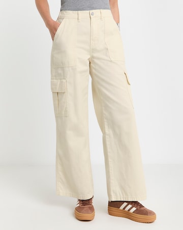 Simply Be Ecru Cargo Utility Wide Leg Trousers