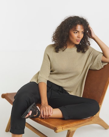 Black Easy Care Linen Mix Tapered Trouser