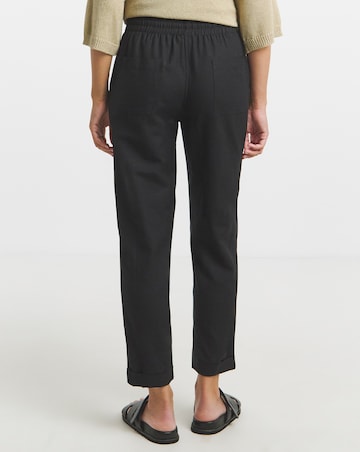 Black Easy Care Linen Mix Tapered Trouser