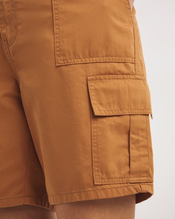 Camel Cargo Longer Length Utility Short