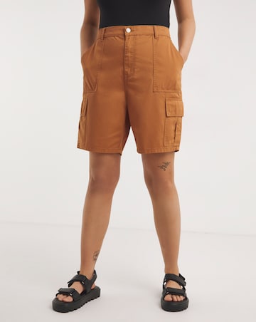 Camel Cargo Longer Length Utility Short