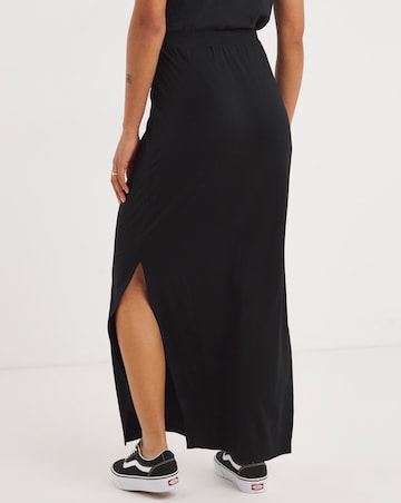 Black Side Split Jersey Maxi Skirt