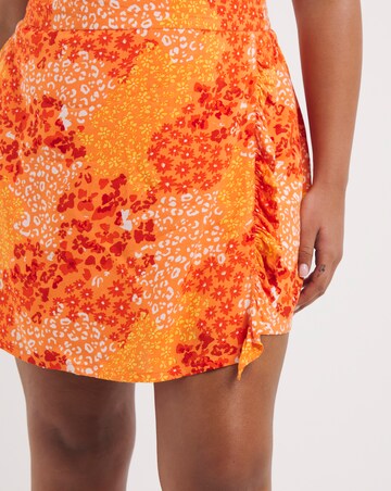 Orange Mixed Print Lightweight Woven Frill Skort